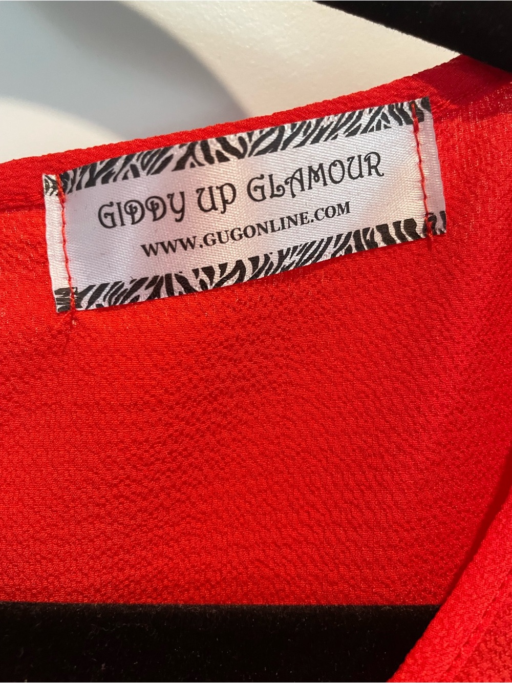 Flowy Red V-Notch Ruffle Sleeve Blouse - Picture 3 of 3